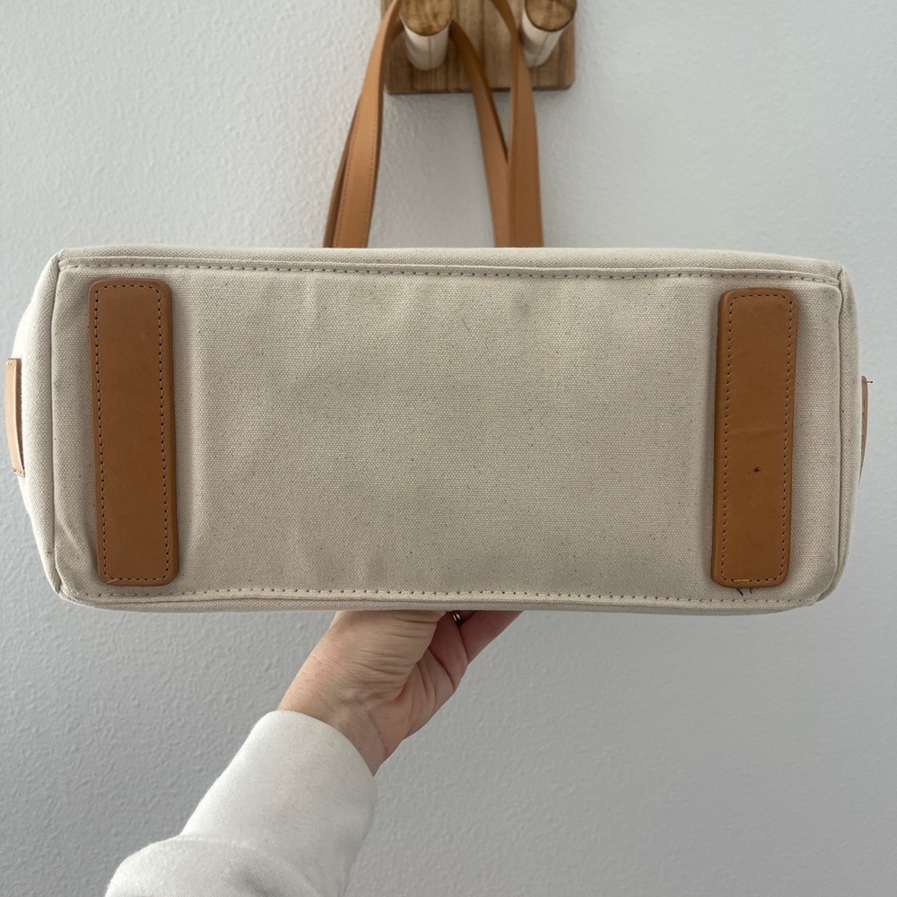 Tecovas Cream Canvas Tote with Tan Leather Straps - Picture 6 of 7
